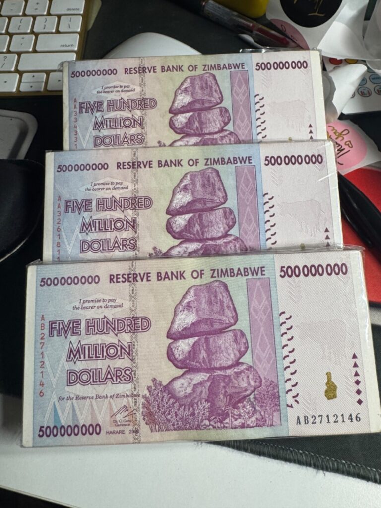 Read more about the article Zimbabwe 500 Hundred Million Dollars Banknote  A++ CIRCULATED Currency 2008