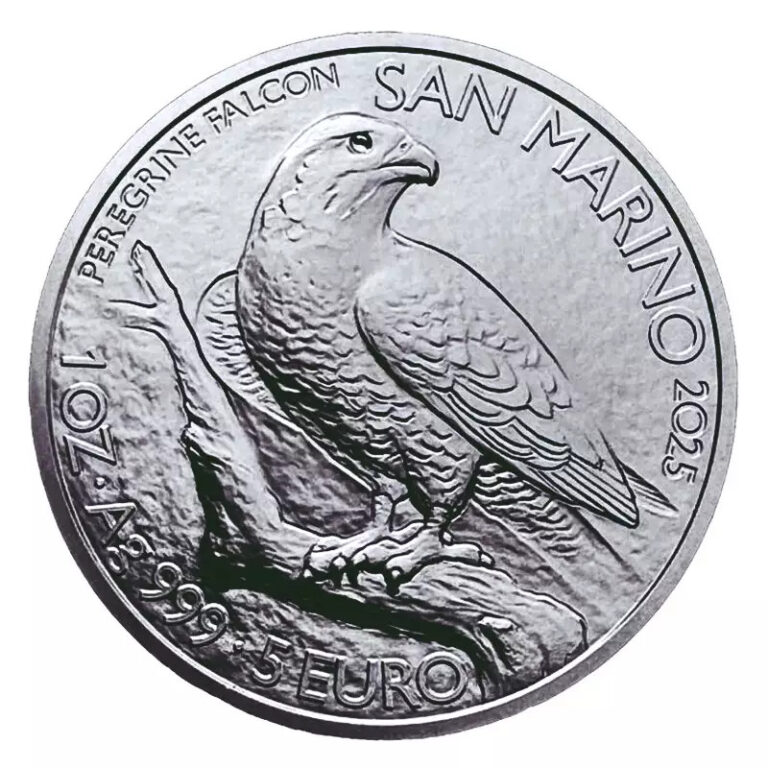 Read more about the article 2025 1oz San Marino Falco Pellegrino .999 Silver BU Coin