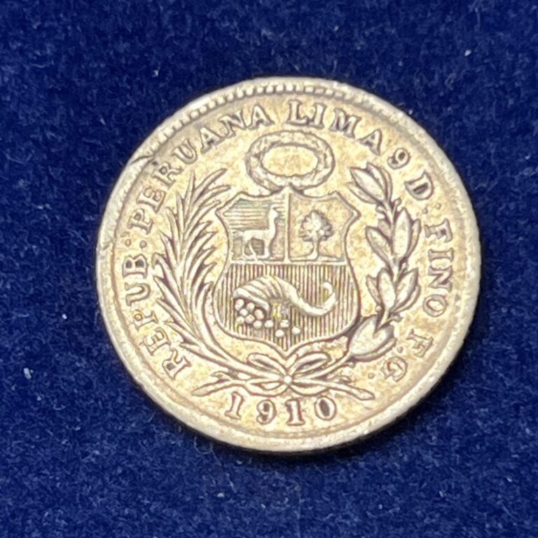 Read more about the article 1910 PERU FG 1/2 DINERO SILVER WORLD COIN