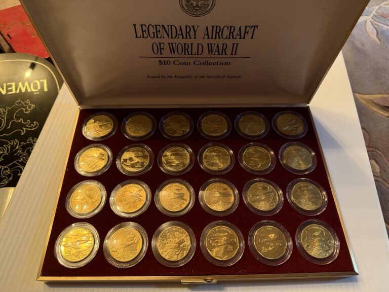 Read more about the article 24 Brass $10 Coin Set The Legendary Aircraft Of WWII  Marshall Islands 1991 COA