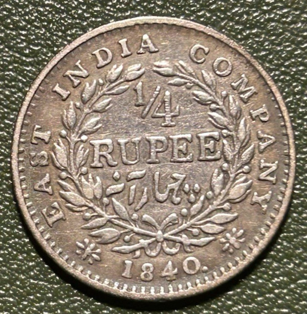 Read more about the article 1840 British India 1/4 Rupee – VF