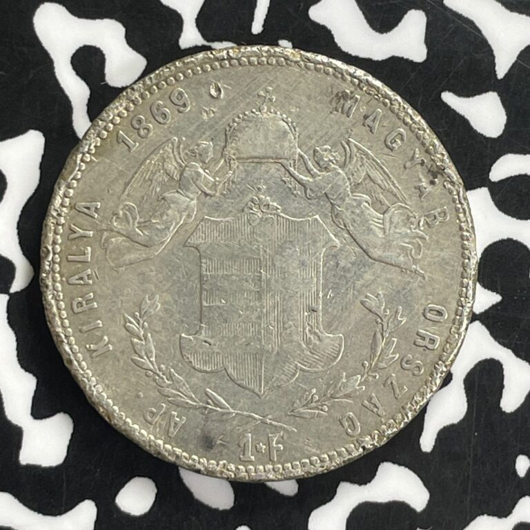 Read more about the article 1869 Hungary 1 Forint Lot#C0135 Silver! Nice Detail  Rim Hits