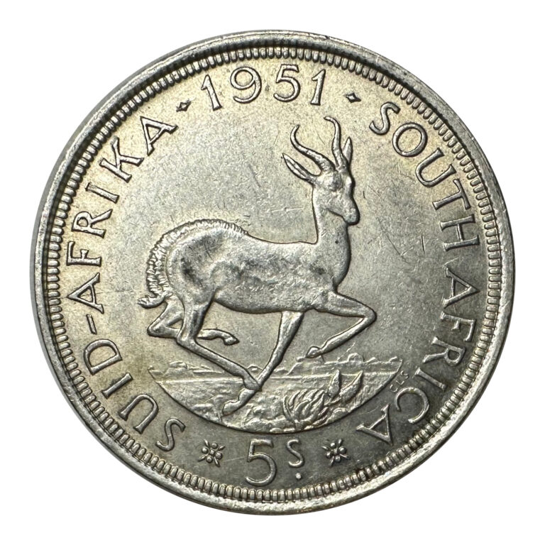 Read more about the article 1951 South Africa Silver 5 Shillings Crown Coin  King George VI .500 Silver