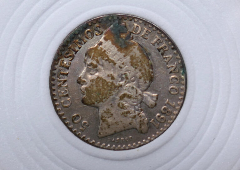 Read more about the article Dominican Republic 1891 Silver 50 Centesimos de Franco Silver Coin