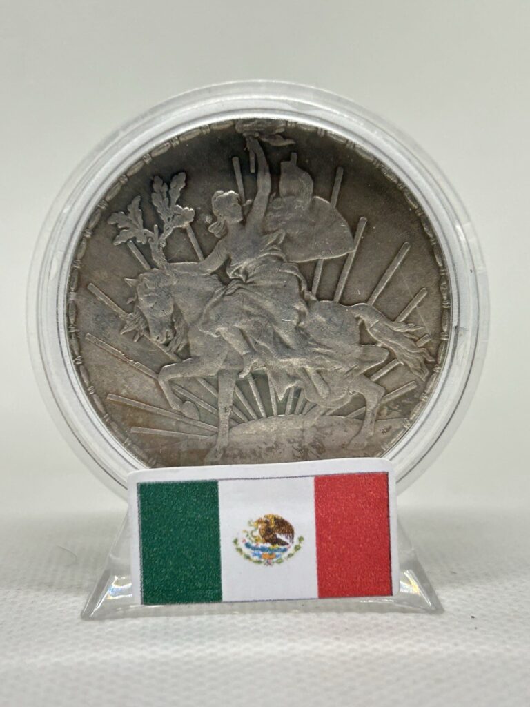 Read more about the article 1912 Mexico UN PESO Silver Coin In A Display Case and Bag🇲🇽💯✨