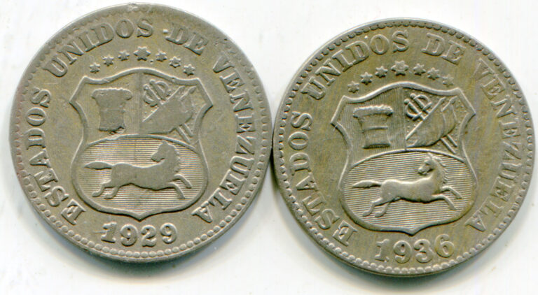 Read more about the article Venezuela 5 Centimos 1929 + 1936 nice coins   lotaug2649