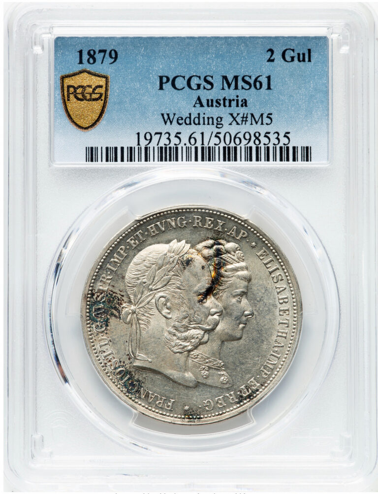 Read more about the article Best Price! 1879 Austria 2 Gulden Silver Coin PCGS MS 61  UNC