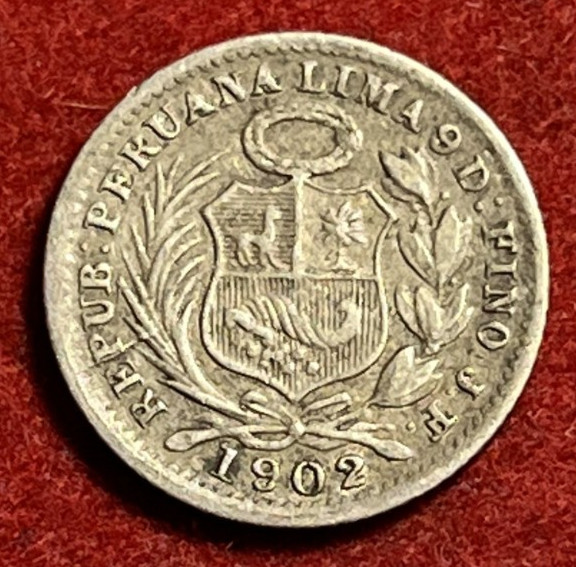 Read more about the article Peru 1/2 Dinero 1902 JF Silver Coin KM#206.2 T7403