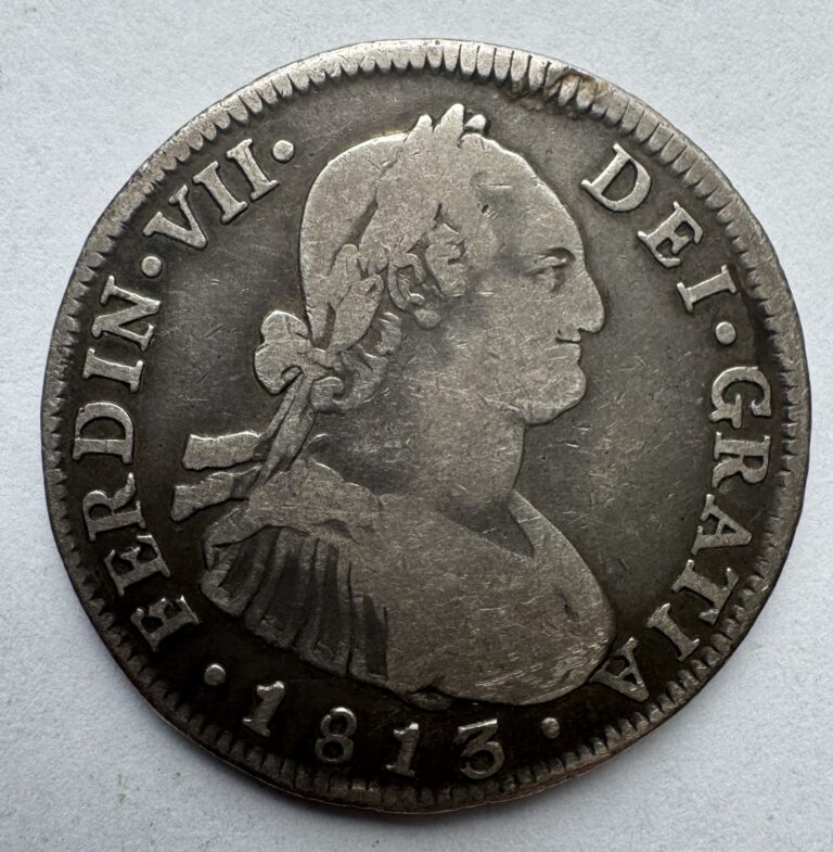 Read more about the article CHILE 1813 FJ INVERTED J 4 REALES FERDINAND VII .896 SILVER NICE ORIGINAL