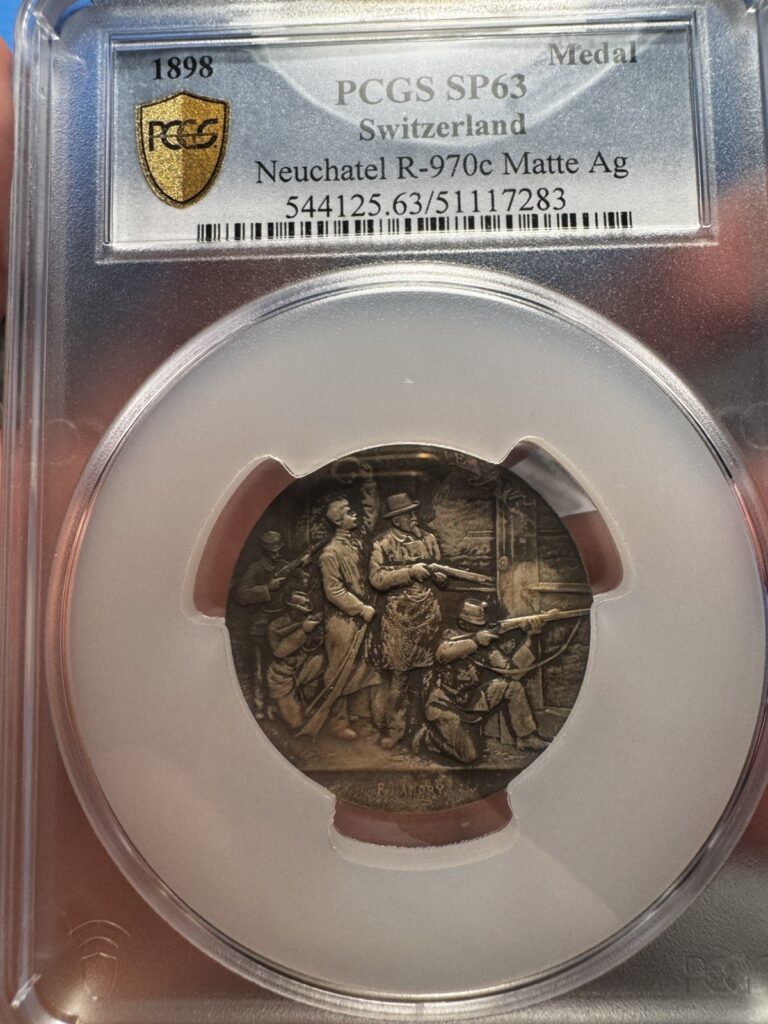 Read more about the article Switzerland Shooting Medal 1898 Neuchatel PCGS SP63 Silver Matte