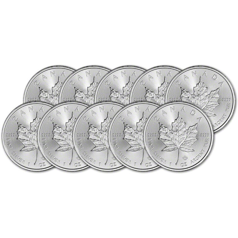 Read more about the article Canada Silver Maple Leaf – 1 oz – $5 – BU – Ten 10 Coins – Random Date