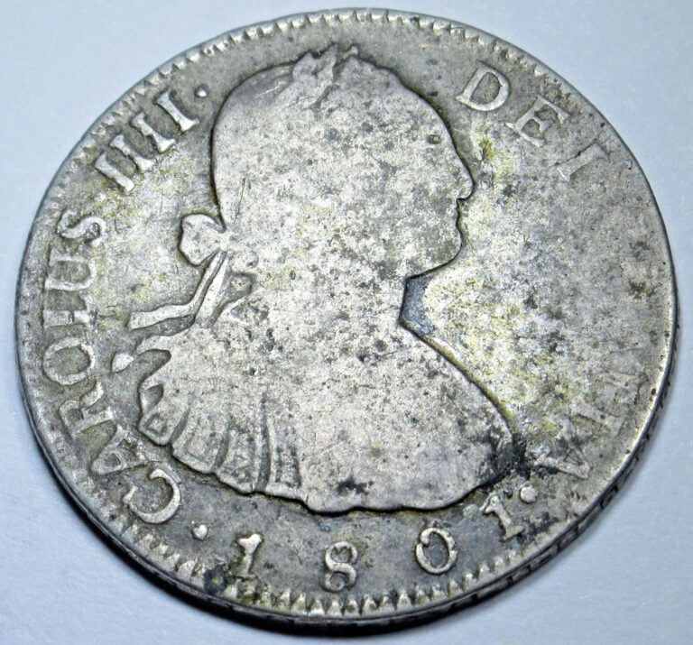 Read more about the article 1801 NG M Guatemala Silver 2 Reales Antique 1800’s Spanish Colonial Pirate Coin