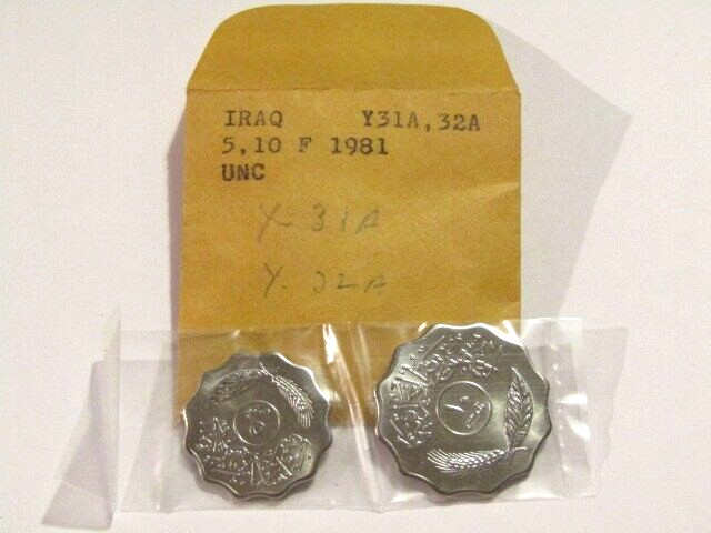 Read more about the article Iraq 1981 5  10 Fils unc 2 Coins Proof-Like