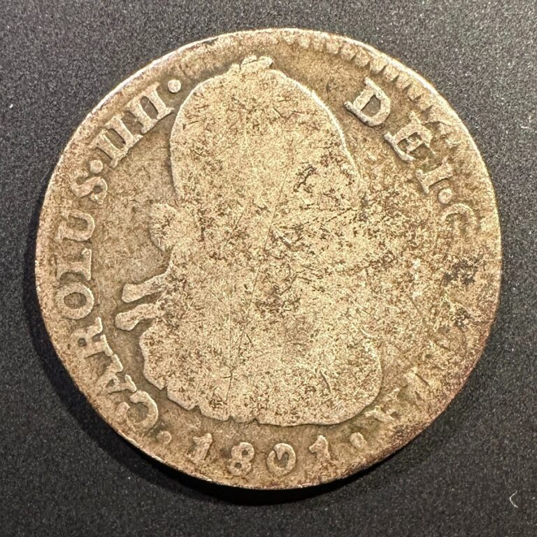 Read more about the article 1801 NR Colombia Bogota Nuevo Reino 1 Real Silver Charles IV Scarce Original