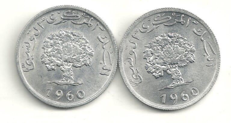 Read more about the article VERY NICE HIGH GRADE AU LOT 2 1960 TUNISIA 5 MILLIM COINS-JN263