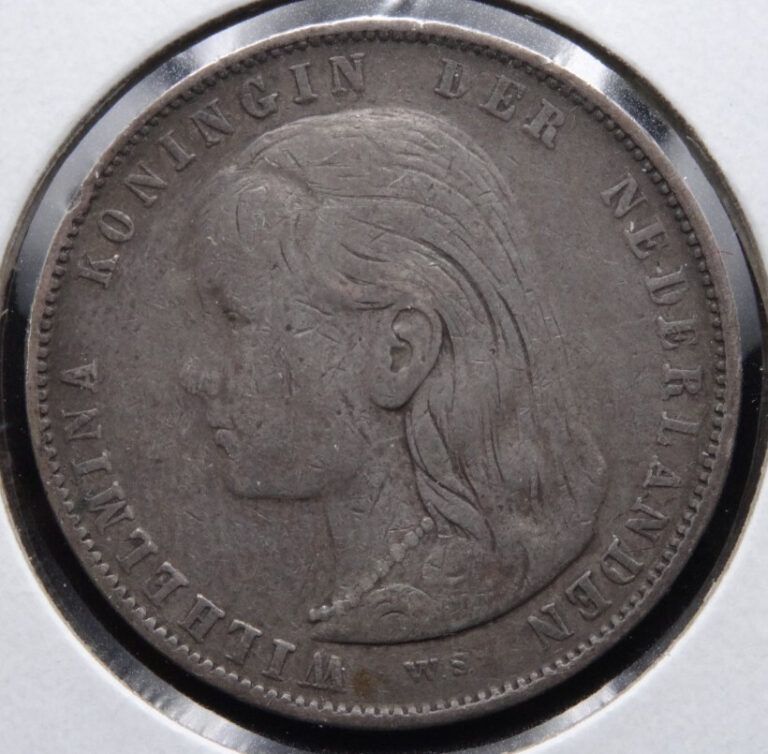 Read more about the article 1897 Netherlands 1 Gulden Silver Coin Wilhelmina .945 Fine KM #117