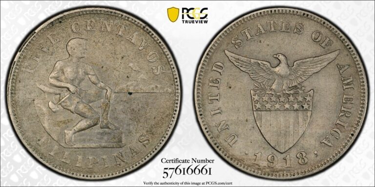 Read more about the article 1918-S U.S. Philippines Five Centavos PCGS Genuine XF Details Sch-3.1