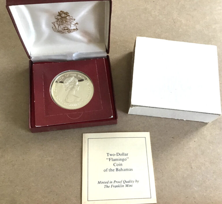 Read more about the article 1972 Bahama Islands Two Dollar Sterling Silver Proof Flamingo Coin Franklin Mint
