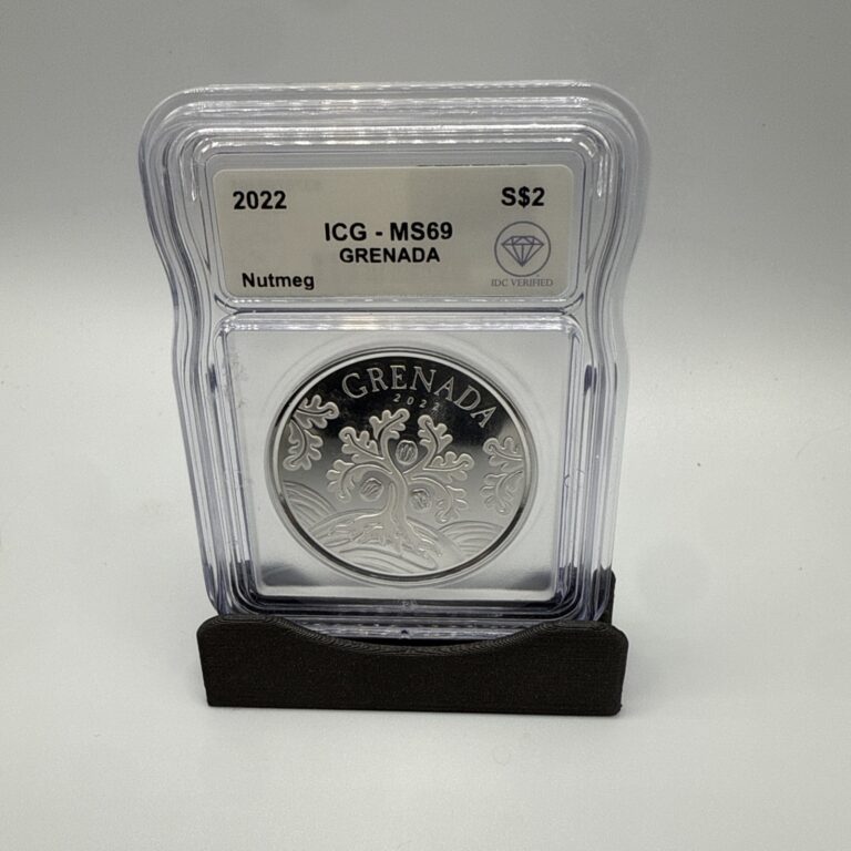 Read more about the article 2022 Eastern Caribbean Grenada 1oz .999 Silver Nutmeg Tree Coin ICG MS69