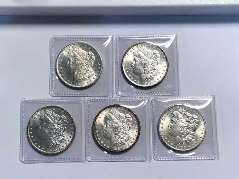 Read more about the article Bulk Lot of 5 1878-1893 CC Morgan American Silver Dollar Coins – BU Mixed Years