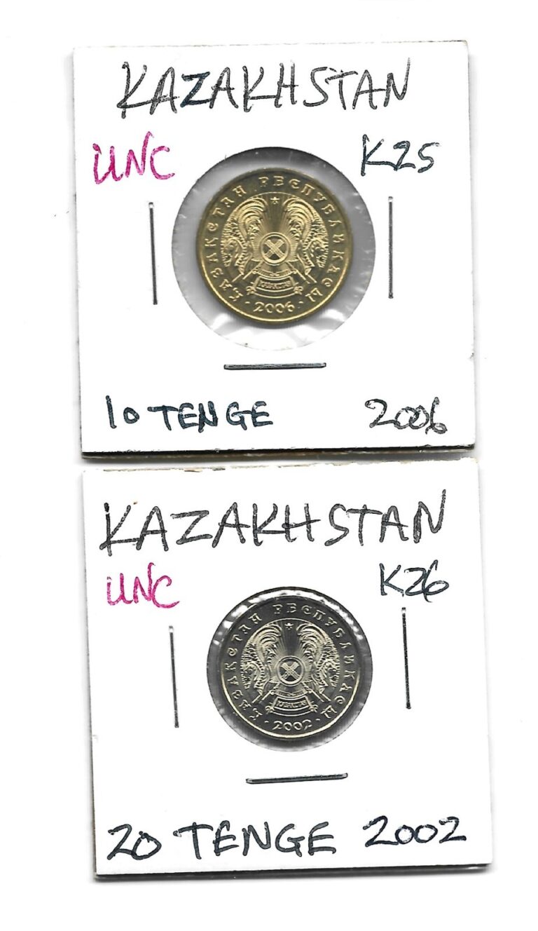 Read more about the article 2 coins: Kazakhstan 10 Tenge 2006 and 20 Tenge 2002 Kazakh Mint
