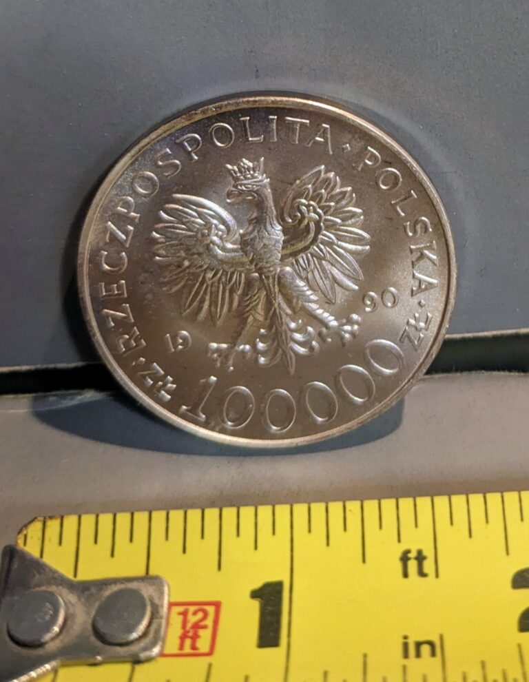 Read more about the article OLD SILVER COIN 100000 SOIDARNOII 1980 1990 POLSKA RZECZPOSPOLITA SLIGHT TONING