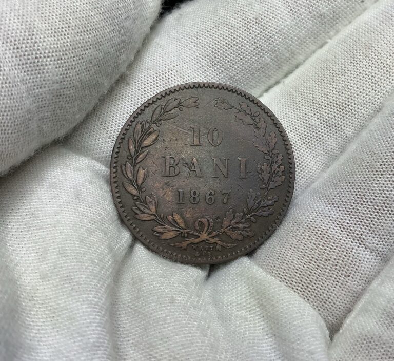 Read more about the article Romania 1867 Watt and Co bronze 10 bani B227