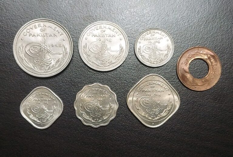 Read more about the article 1948 Pakistan Year Set Of 7 Unc Lahore Mint Lovely Coins