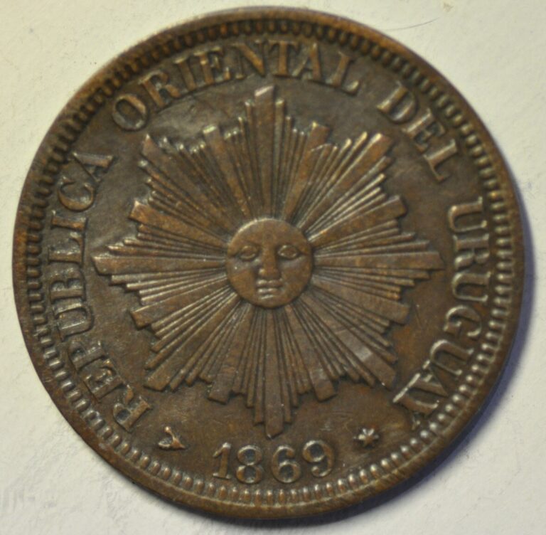 Read more about the article mw26691 Uruguay; Bronze 4 Centesimos 1869 H  Heaton Birmingham Mint   KM#13
