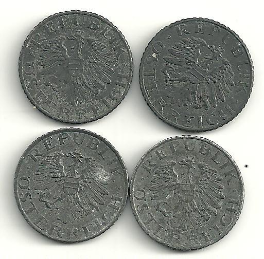 Read more about the article VERY NICE LOT 4 AUSTRIA 5 GROSHEN COINS-1955 1957 1963 1965-JL930