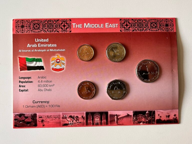 Read more about the article United Arab Emirates 5 Coins Set 5  10  25  50 Fils and 1 Dirham UNC World Coins