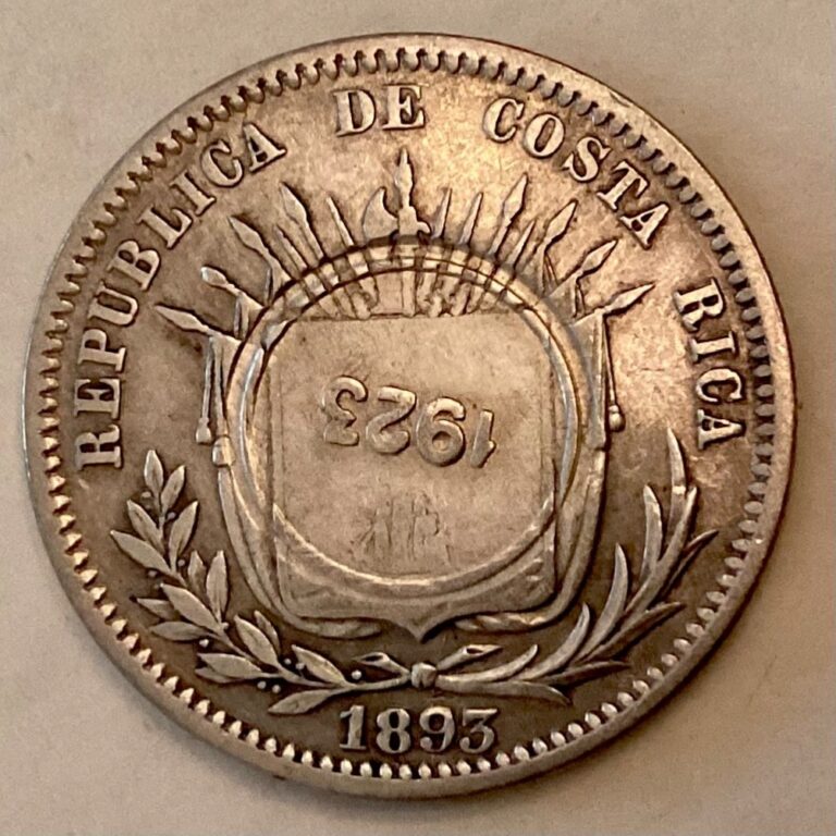 Read more about the article ~ 1923 Costa Rica 50 Centimos counter stamped on 1893 H 25 Centavos
