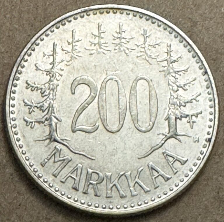 Read more about the article Finland – 1957 – 200 Markaa – 50% Silver Coin