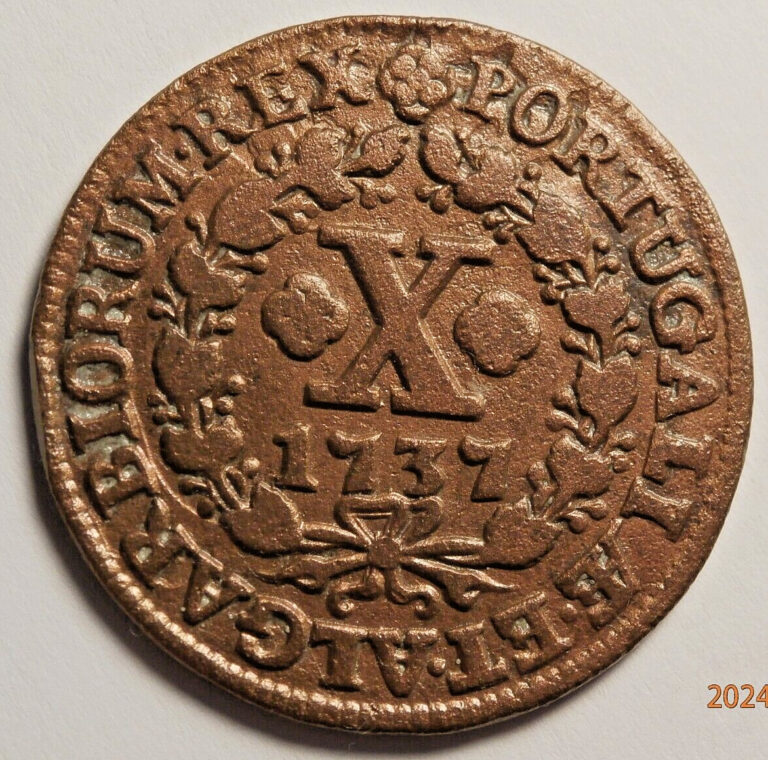 Read more about the article 1737 PORTUGAL 10 REIS COPPER COIN  34mm S-919  SHIPPING $1