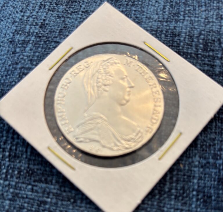 Read more about the article 1780  Maria Theresa Silver Restrike Austria Thaler Bright Unc. Pristine Coin.