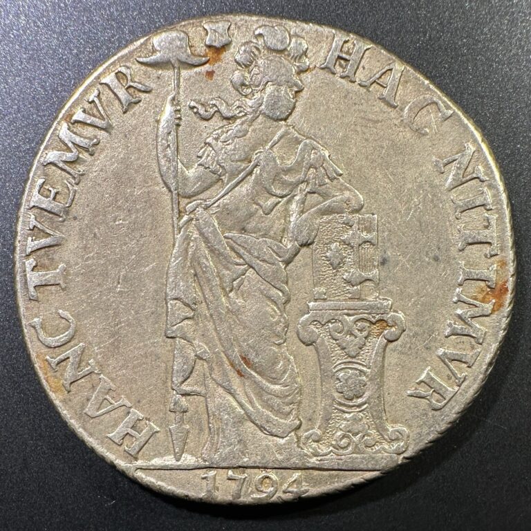 Read more about the article 1794 Utrecht Netherlands 3 Gulden Silver Crown Size Coin Scarce Type