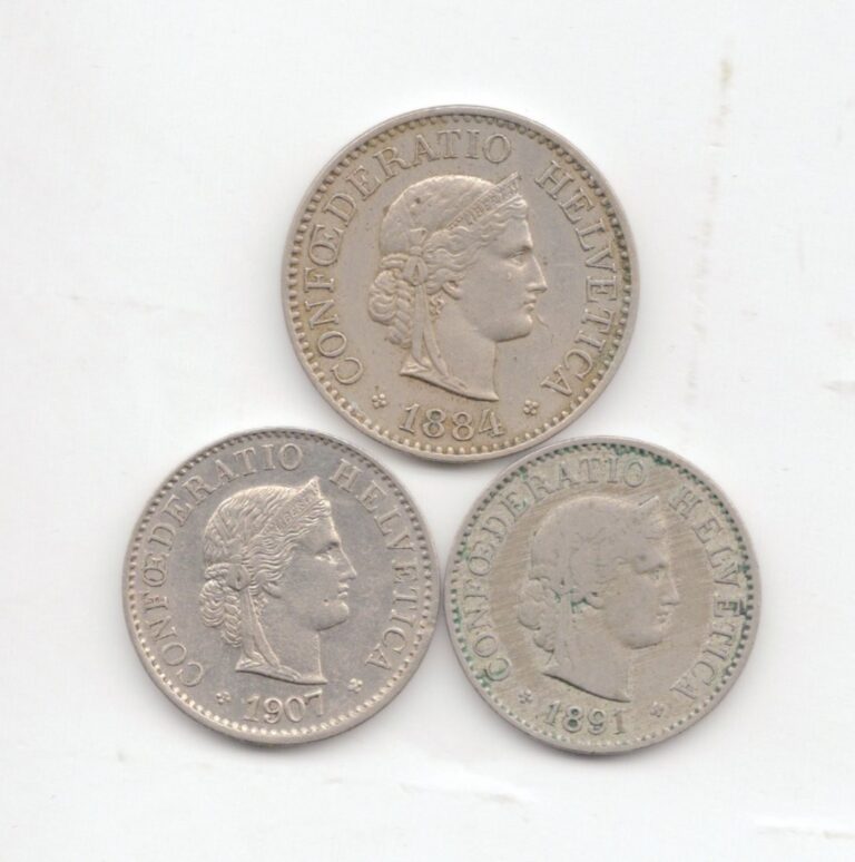 Read more about the article 3 Switzerland 1884-1907 Coins-Lot A2