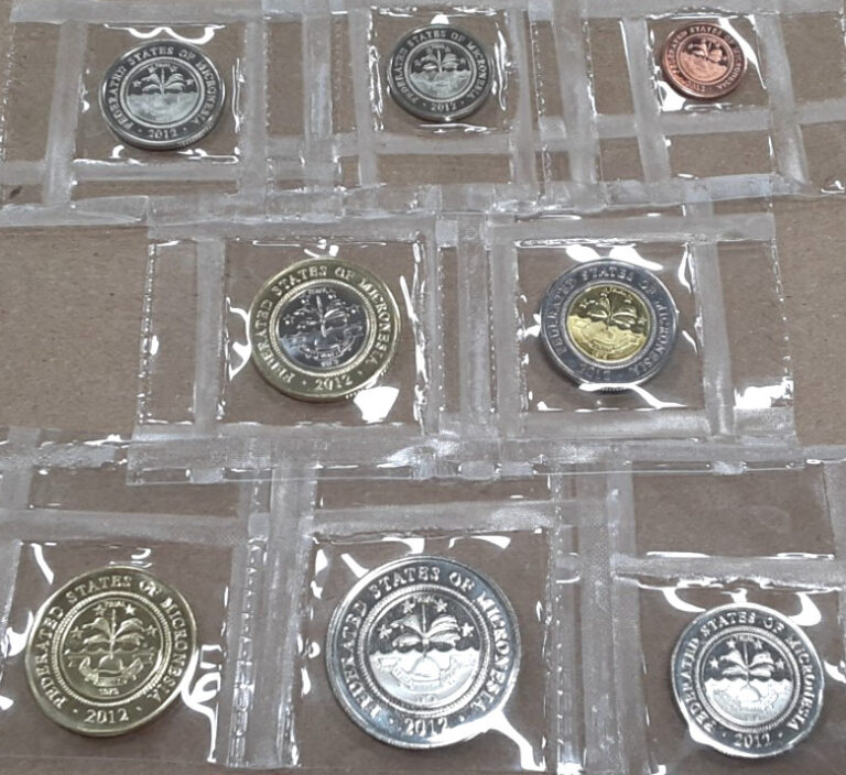 Read more about the article 2012 Micronesia 8 Coin UNC Set (1-50 Cents and 1-5 Dollars) Sealed in Plastic