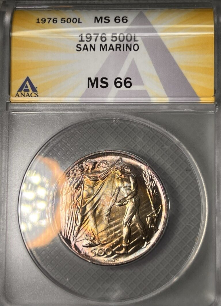 Read more about the article 1976 500L SILVER San Marino MS 66 STUNNING  TONING!!! #0756