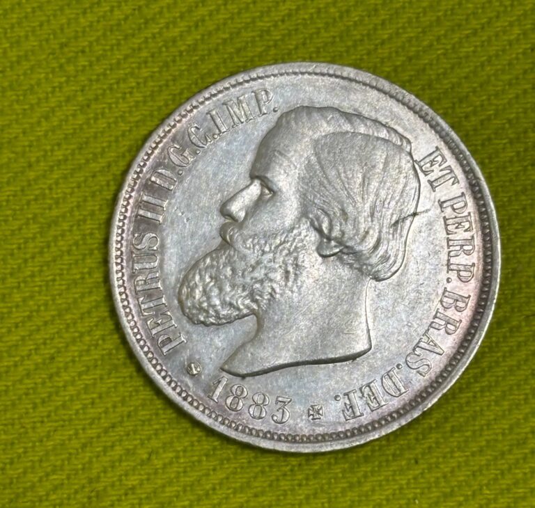 Read more about the article 1883 Brazil 1000 Reis Silver coin Circulated