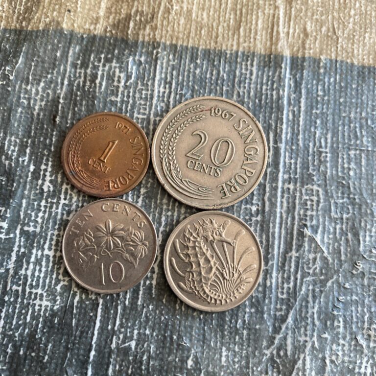 Read more about the article Singapore  1971 1 Cent  1981  1991 10Cents  1967 20 Cents  – 4 Coins
