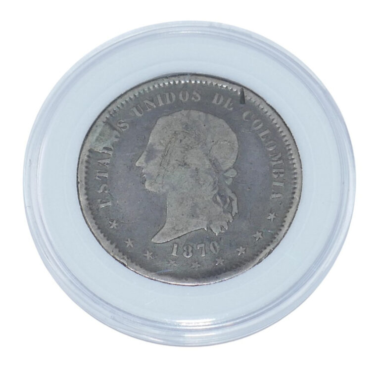 Read more about the article Colombia 1870 Bogata 5 Decimos Silver Coin