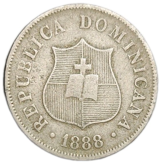 Read more about the article 1888 Dominican Republic 2 1/2 Centavo Old VF-XF Coin Km 7.4