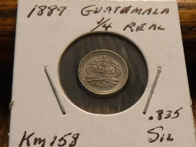 Read more about the article 1889 Guatemala ~ 1/4 Real ~ .835 Silver Coin ~ KM#158 ~Nice coin