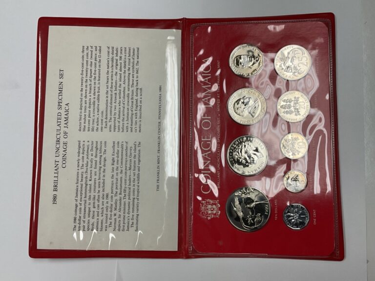 Read more about the article 1980 Coinage of Jamaica Brilliant Uncirculated (BU) Specimen Set 9 pcs