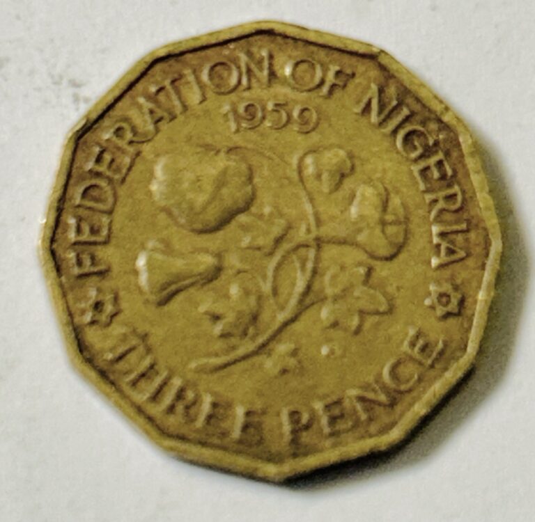 Read more about the article 1959 Nigeria (British) 3 Pence Coin  Combined Shipping.