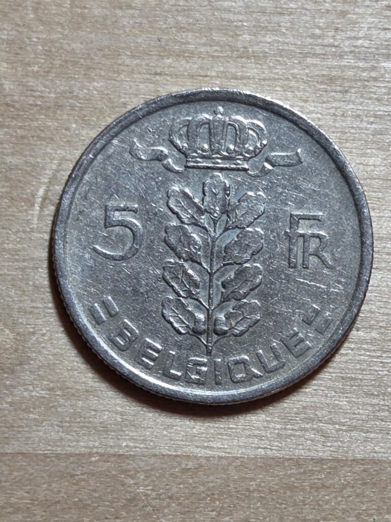 Read more about the article Belgium 5-Francs coin  1949  French text. KM# 134  copper-nickel. Ceres. Oak.