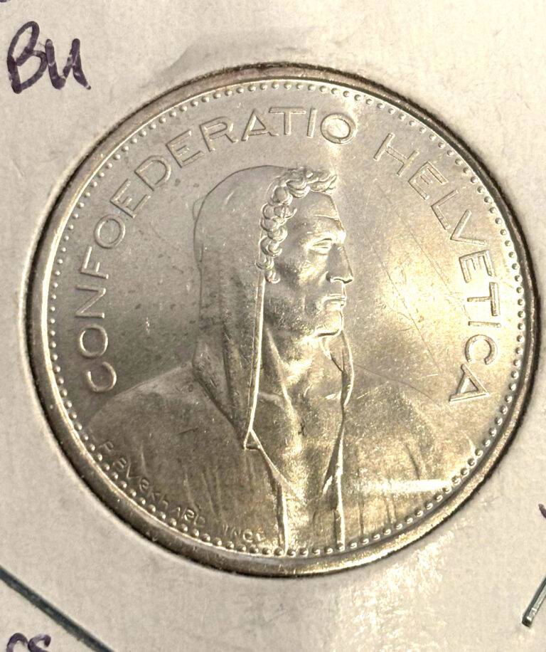 Read more about the article SWITZERLAND 1966B 5 FRANCS KM40  CH BU  0.835 SILVER  FREE USA SHIPPING