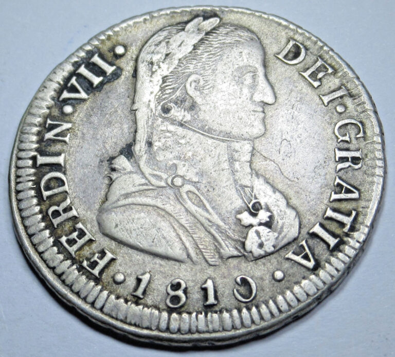 Read more about the article 1810-FJ XF-AU Santiago Chile Spanish Colonial 2 Reales Genuine Antique Coin