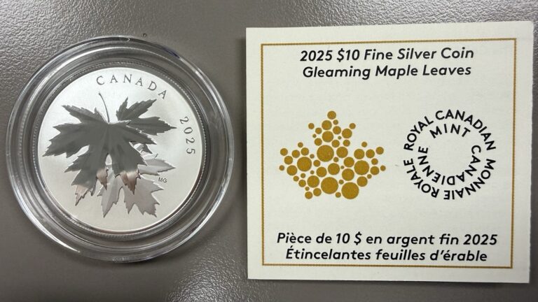 Read more about the article 2025 Canada 1/2 oz Silver $10 Gleaming Maple Leaves Proof
